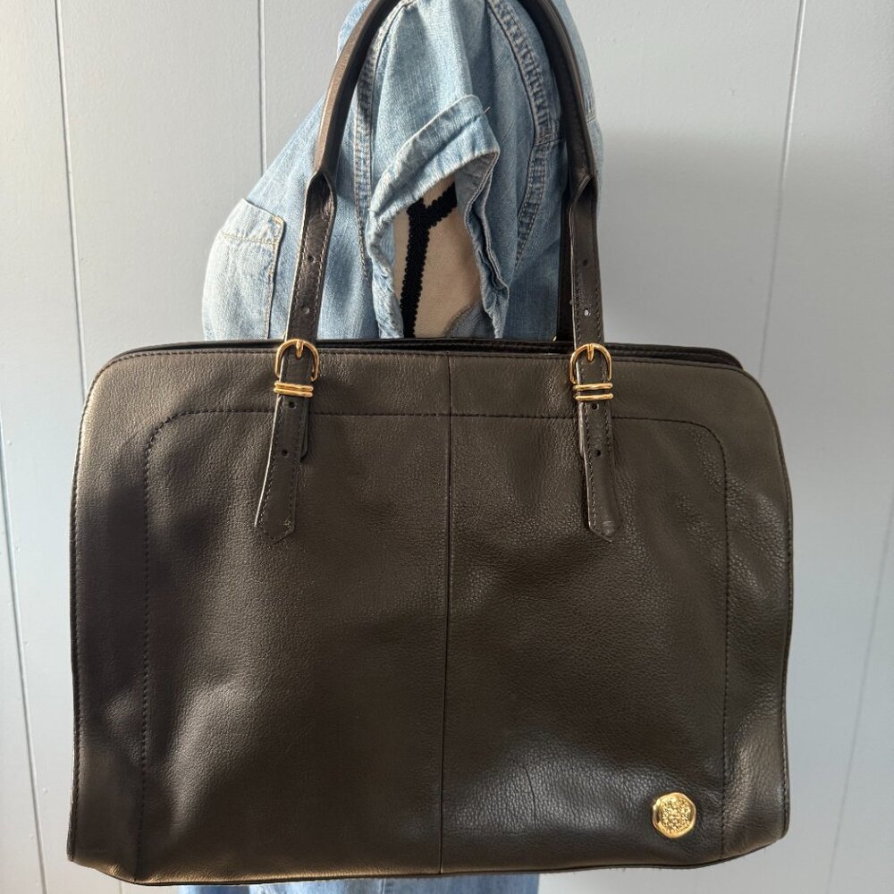Vince Camuto Black Leather Laptop Tote